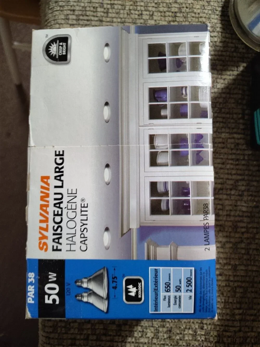 2 Lamp Lot SYLVANIA 50PAR38/HAL/FL/2PK Crisp Bright CAPSYLITE HALOGEN 50W 120V
